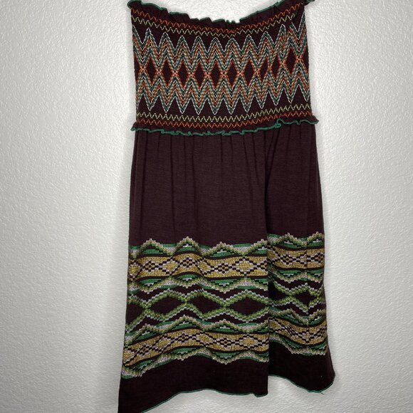 Hazel by Anthro Y2K Tube Top Dress Embroidered Smocked Retro Small - Picture 2 of 9